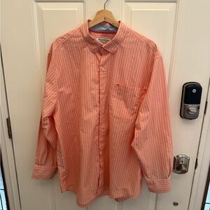 TOMMY BAHAMA Button Up in Coral Pinstripes, XL